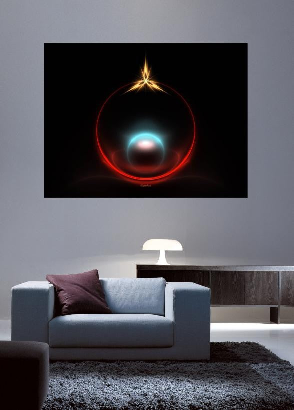 Xzendor7 "Blue Pearl on Satin Red" Wall Decal