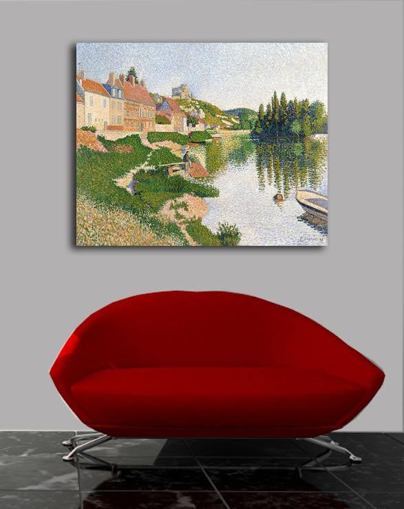 Signac "The River Bank" (1886) Canvas Installed