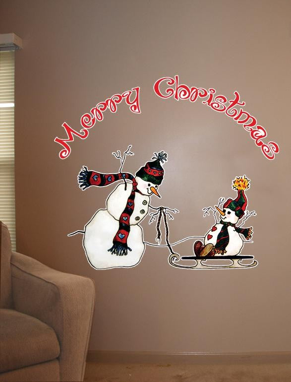 Schmeltzer Snowmen Sledding Wall Decal Cutout