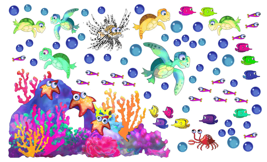 Murals2Go Turtles &amp; Lionfish Multi-Pak Wall Decals