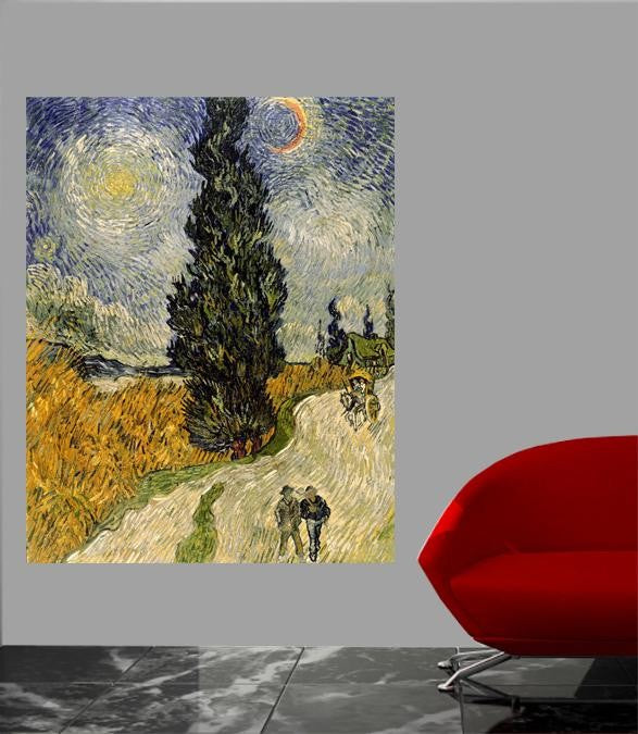 van Gogh "Road with Cypresses" (1890) Glossy Poster
