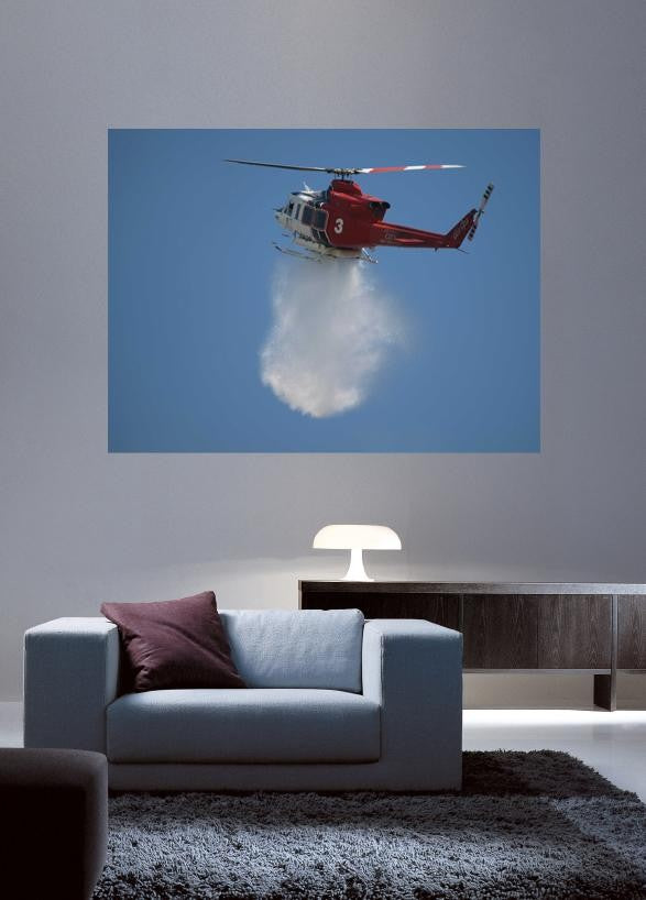Chibi LAFD Fire 3 Water Drop Helicopter Glossy Poster
