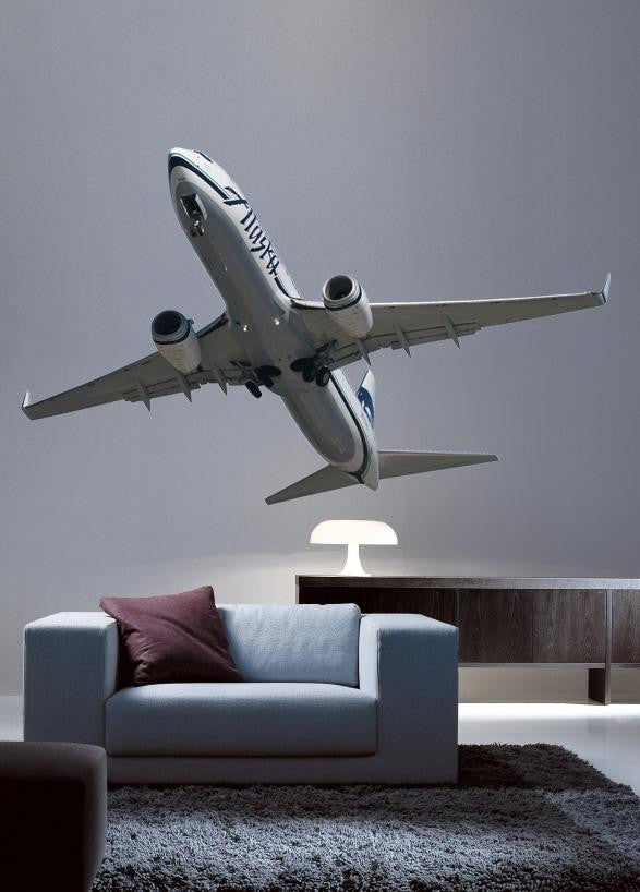 Chibi Alaska Air 737 Flyover Wall Decal Cutout