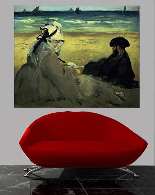 Manet "On the Beach" (1873) Glossy Poster