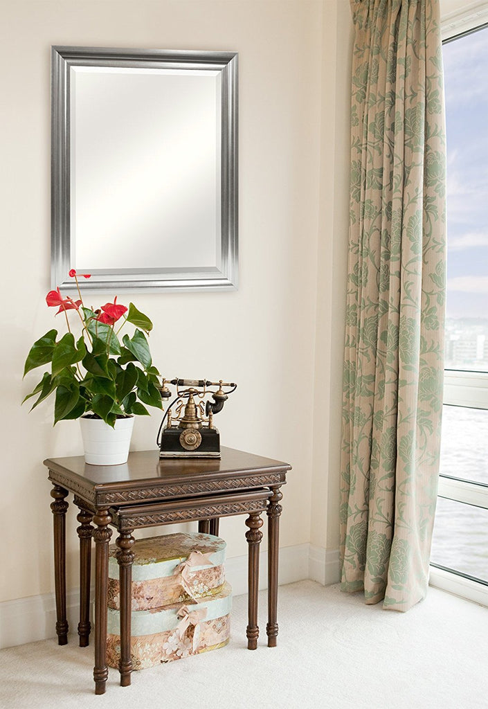 MCS Rectangular Wall Mirror, 26.5"x32.5" Silver Installed