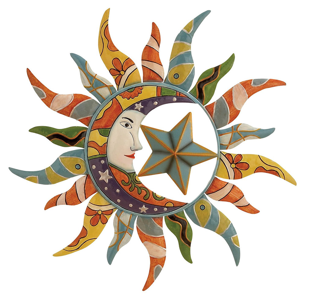 World Best 25" Sun Moon & Stars Metal Wall Art
