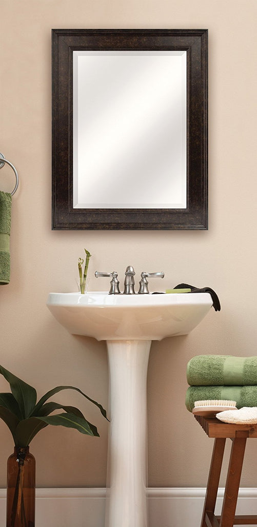 MCS Beveled Mirror, 21.5"x27.5" Bronze Installed