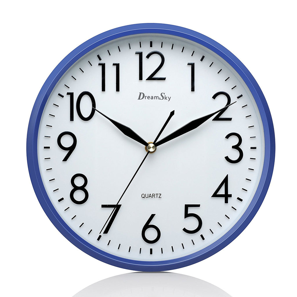 DreamSky 10" Kids Silent Wall Clock Navy Blue