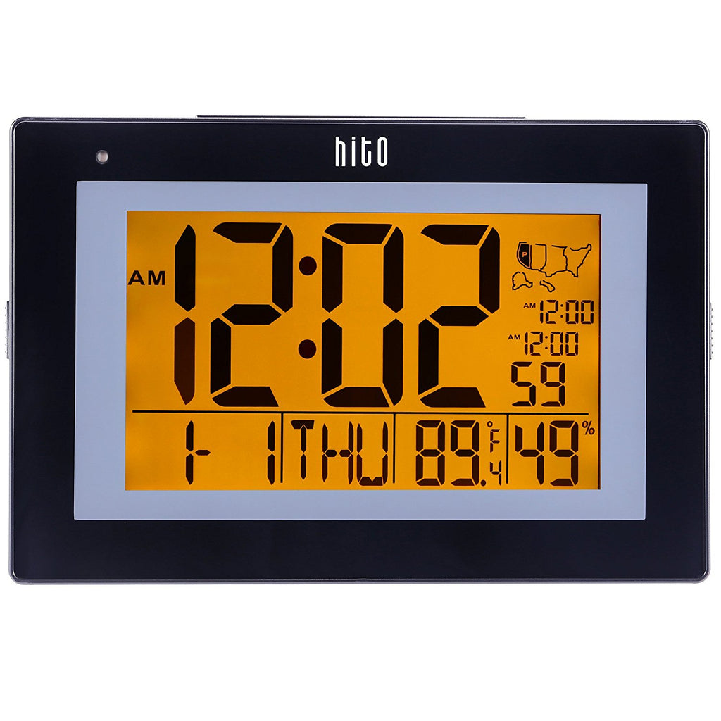 HITO Large Atomic Self-setting Digital Wall Clock w/ Stand 10"x7.5"