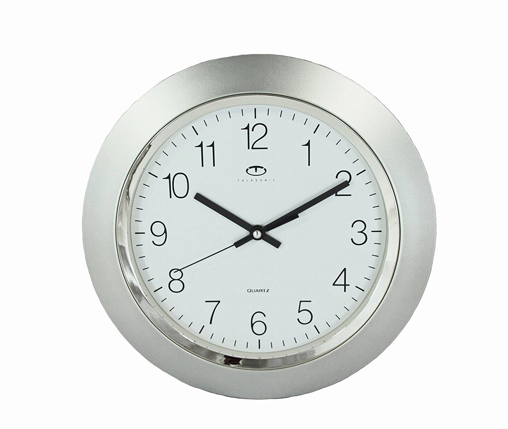Telesonic 13" Silver Quartz Wall Clock