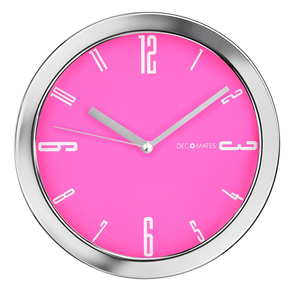 DecoMates 7" Silent Wall Clock Pink Vivid