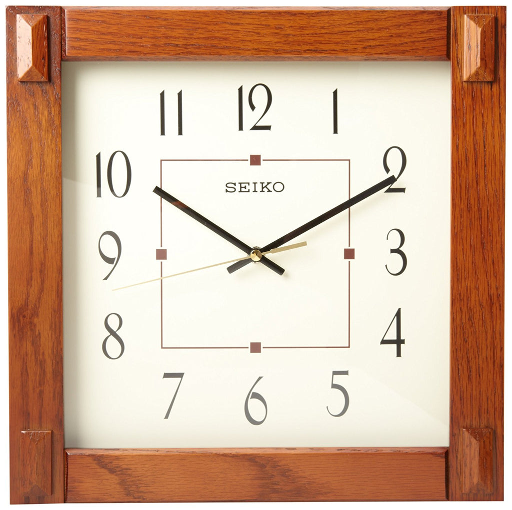 Seiko Wall Clock With Dark Brown Case 13"x13"