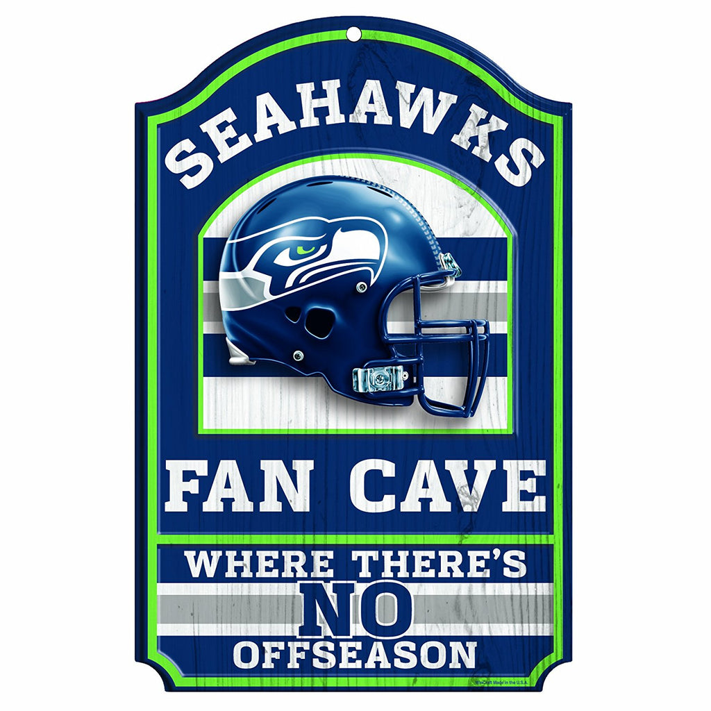 NFL Seattle Seahawks Fan Cave Wood Sign, 11" x 17"