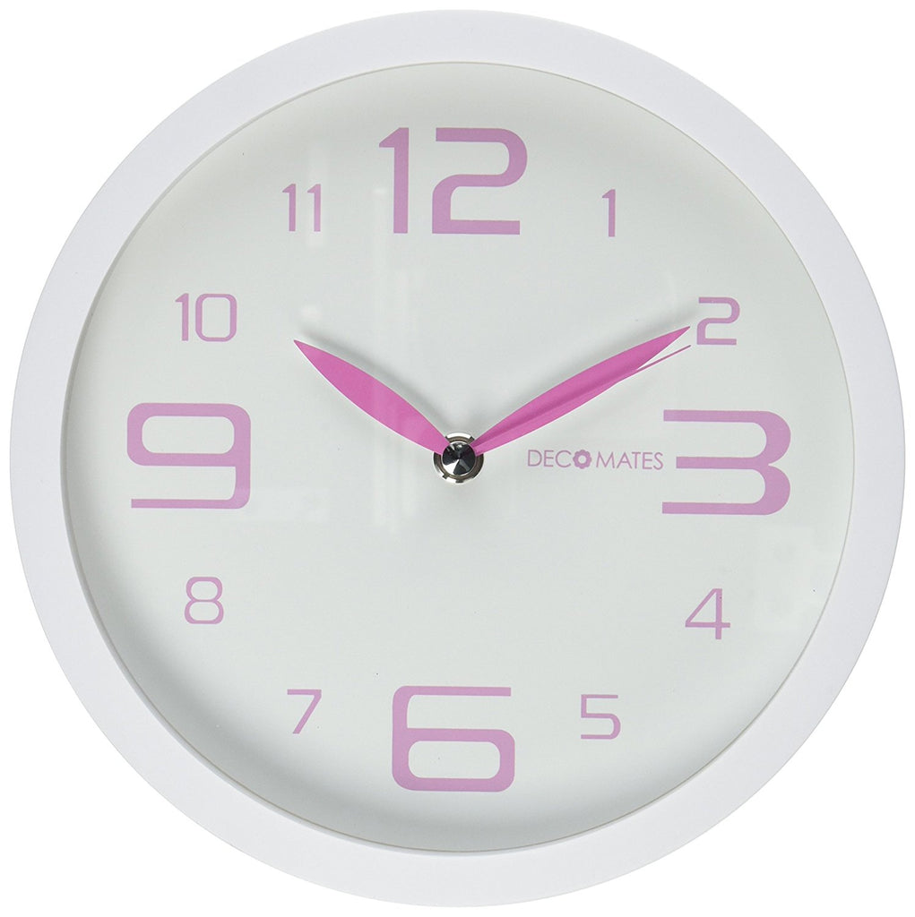 DecoMates 7" Silent Wall Clock Pink Peppermint