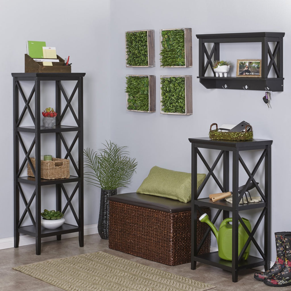RiverRidge Home X-Frame Bathroom Wall Shelf 15.5"x26" Espresso Installed2