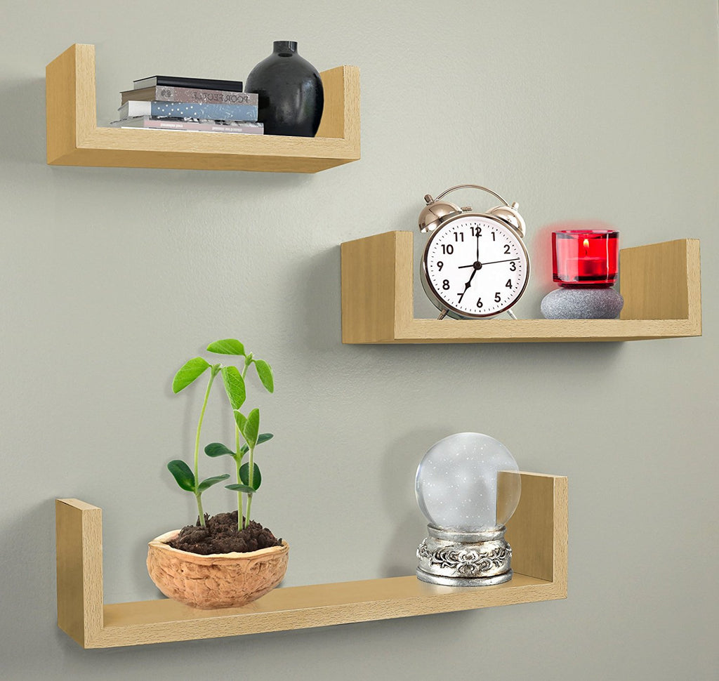 Greenco Floating U Shelves (Set of 3, 5 Variants)