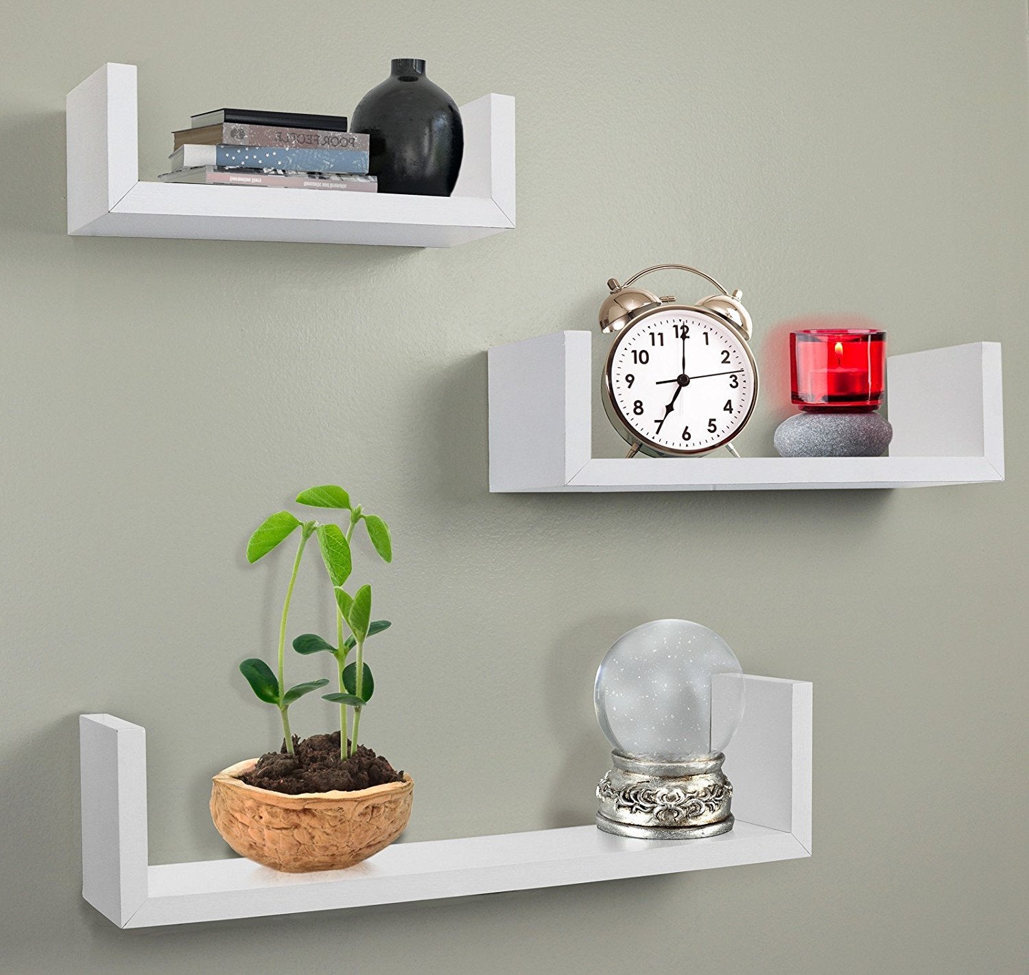 Wall Mounted U-Shaped Floating Shelves Set of 3 - Display Shelf