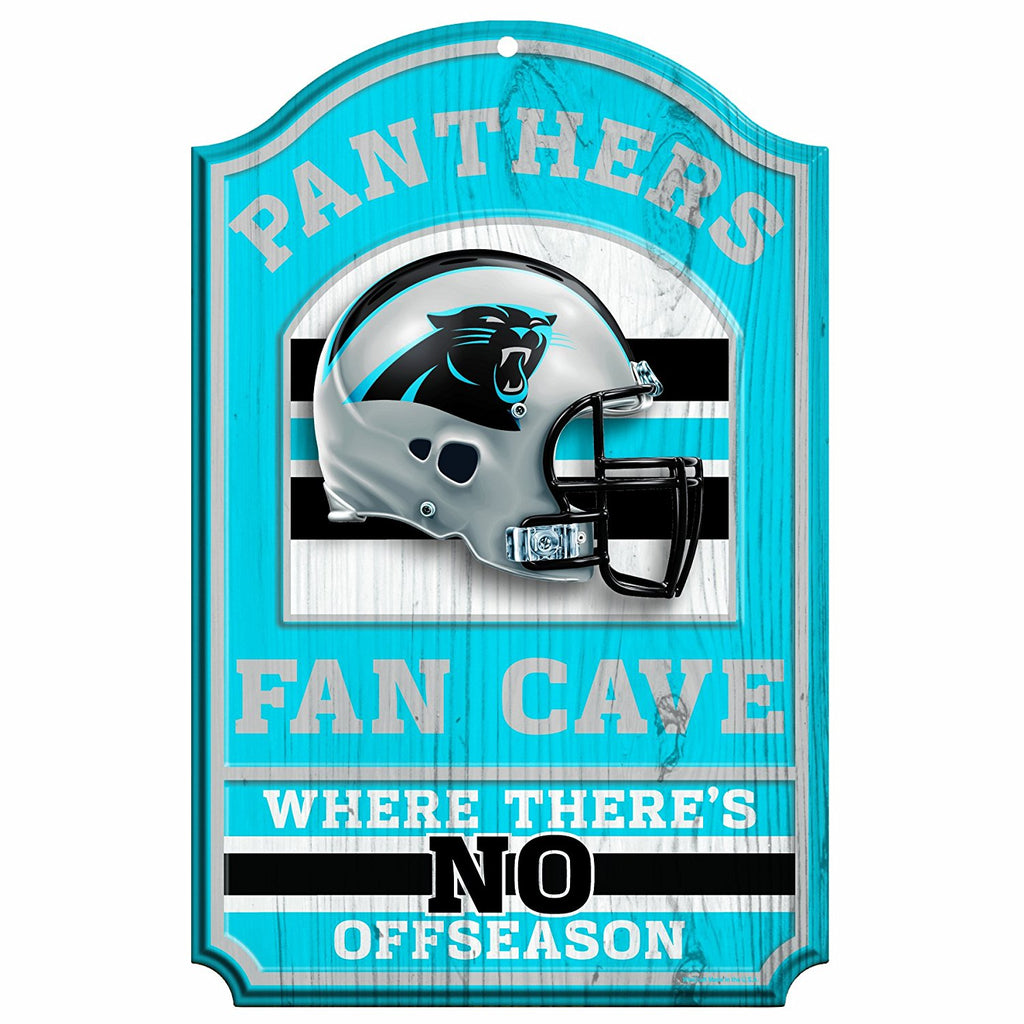 NFL Carolina Panthers Fan Cave Wood Sign, 11" x 17"