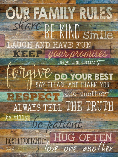 Marla Rae "Our Family Rules" Country Wood Wall Art 12"x18"