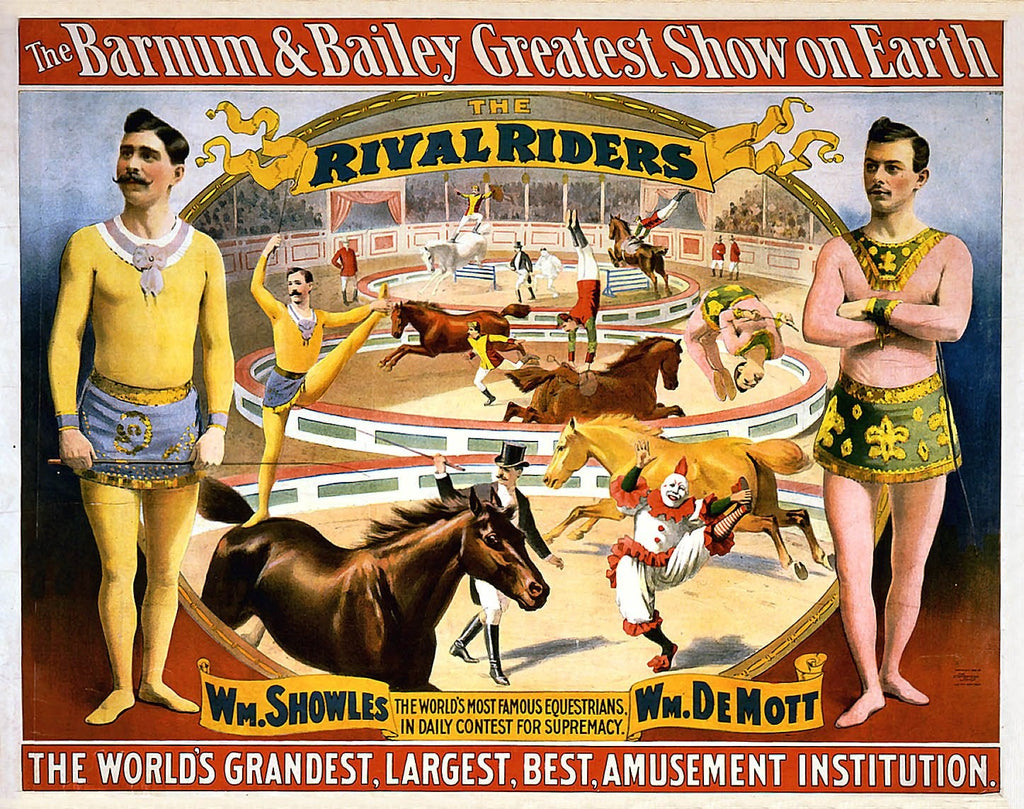 Buell "Barnum & Bailey" 1895 Rival Riders Glossy Poster