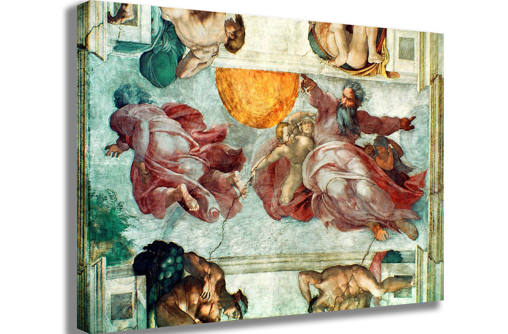 Michelangelo "Creation of the Sun and Moon" (16th) Canvas Printed