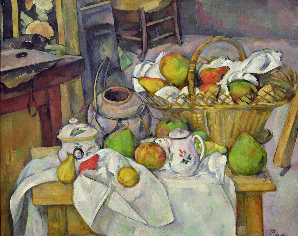 Cezanne "Still Life with Basket" (19th) Glossy Poster