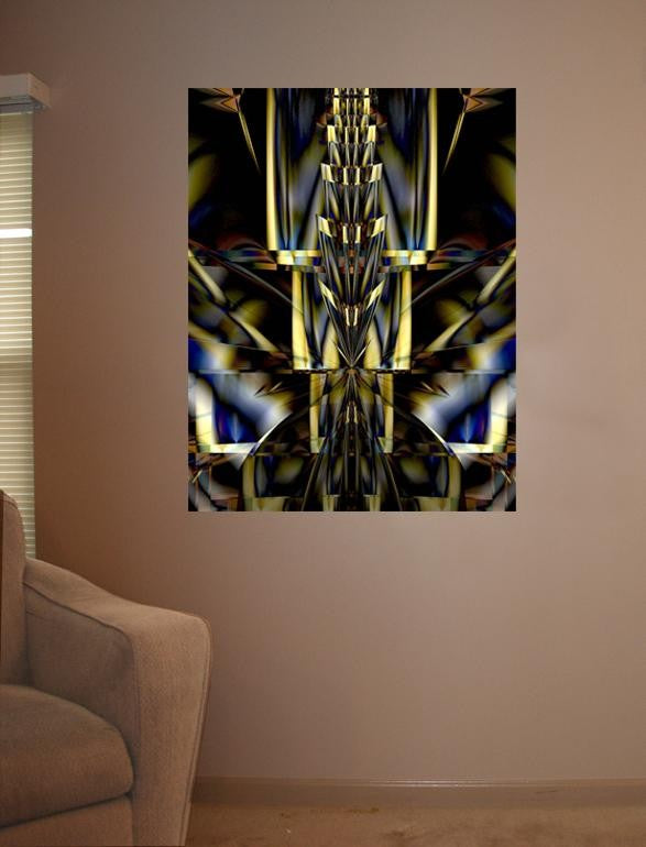 Xzendor7 "Spire of Gold & Cobalt Blue Center Cut" Glossy Poster