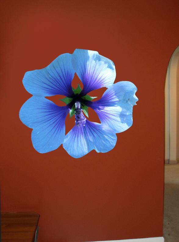 Hollis Blue Mallow w/Green Wall Decal Cutout