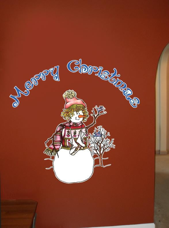 Schmeltzer Snowman Skater Wall Decal Cutout