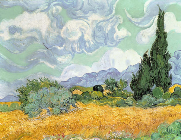 van Gogh "Wheatfield with Cypresses" (1889) Glossy Poster