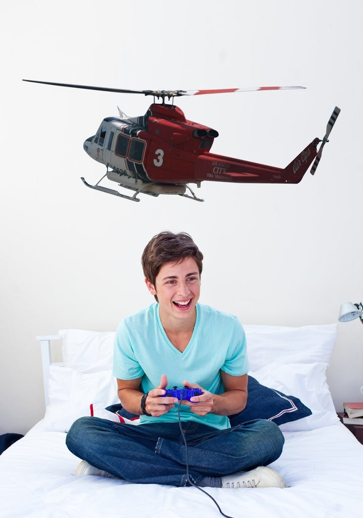 Chibi LAFD Fire 3 Helicopter Wall Decal Cutout