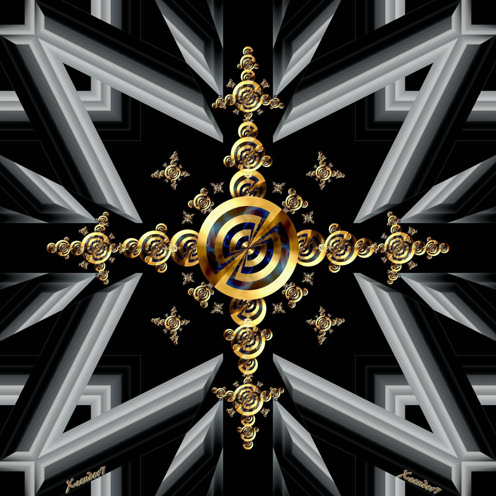 Xzendor7 "Golden Twirl Cross Light" Wall Decal