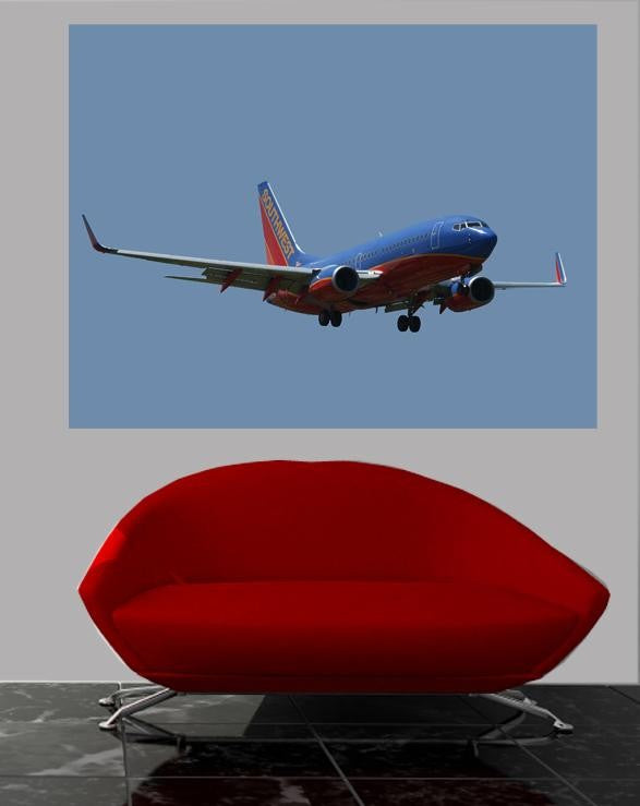 Chibi Southwest 737 On Approach Glossy Poster