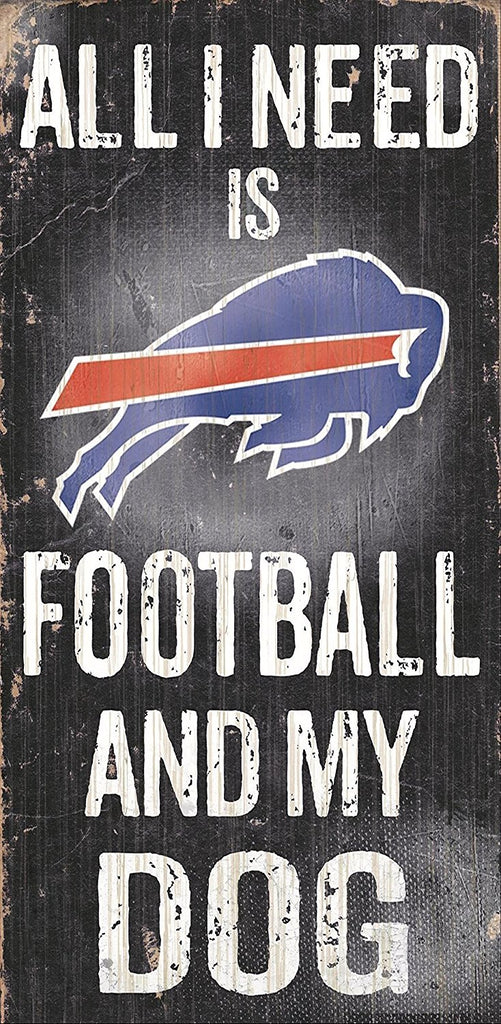 Fan Creations NFL Wood Sign - Football and Dog 6" x 12" Bills