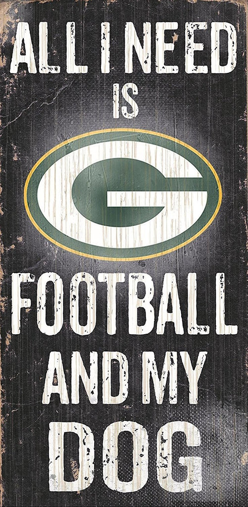 Fan Creations NFL Wood Sign - Football and Dog 6" x 12" Packers