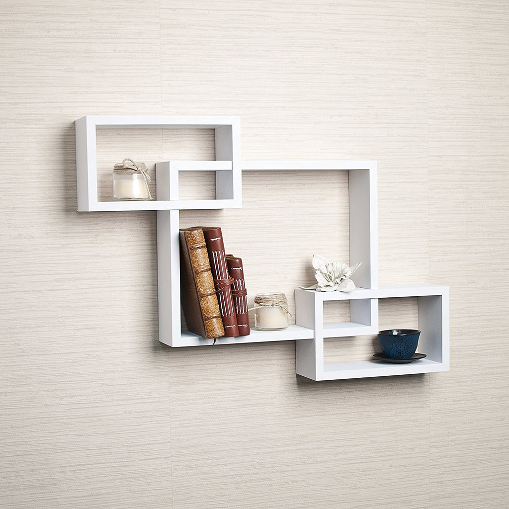 Danya B Intersecting Boxes Color Wall Shelf White Installed