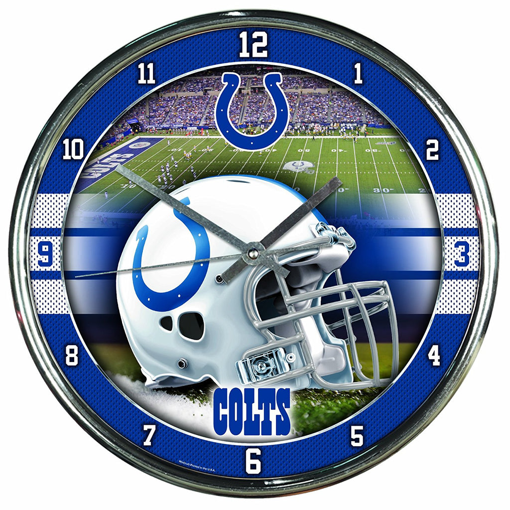 Official NFL 12" Football Team Chrome Wall Clock Colts