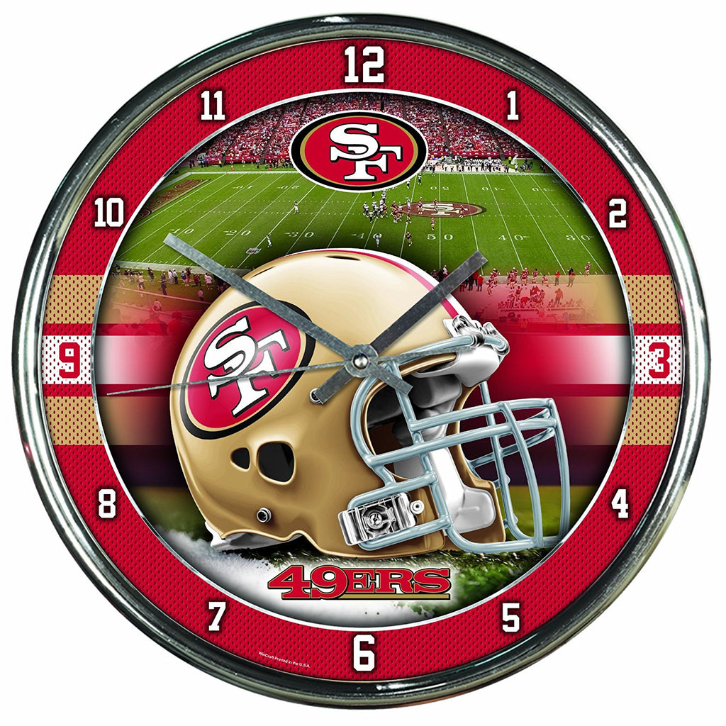 Official NFL 12" Football Team Chrome Wall Clock 49ers