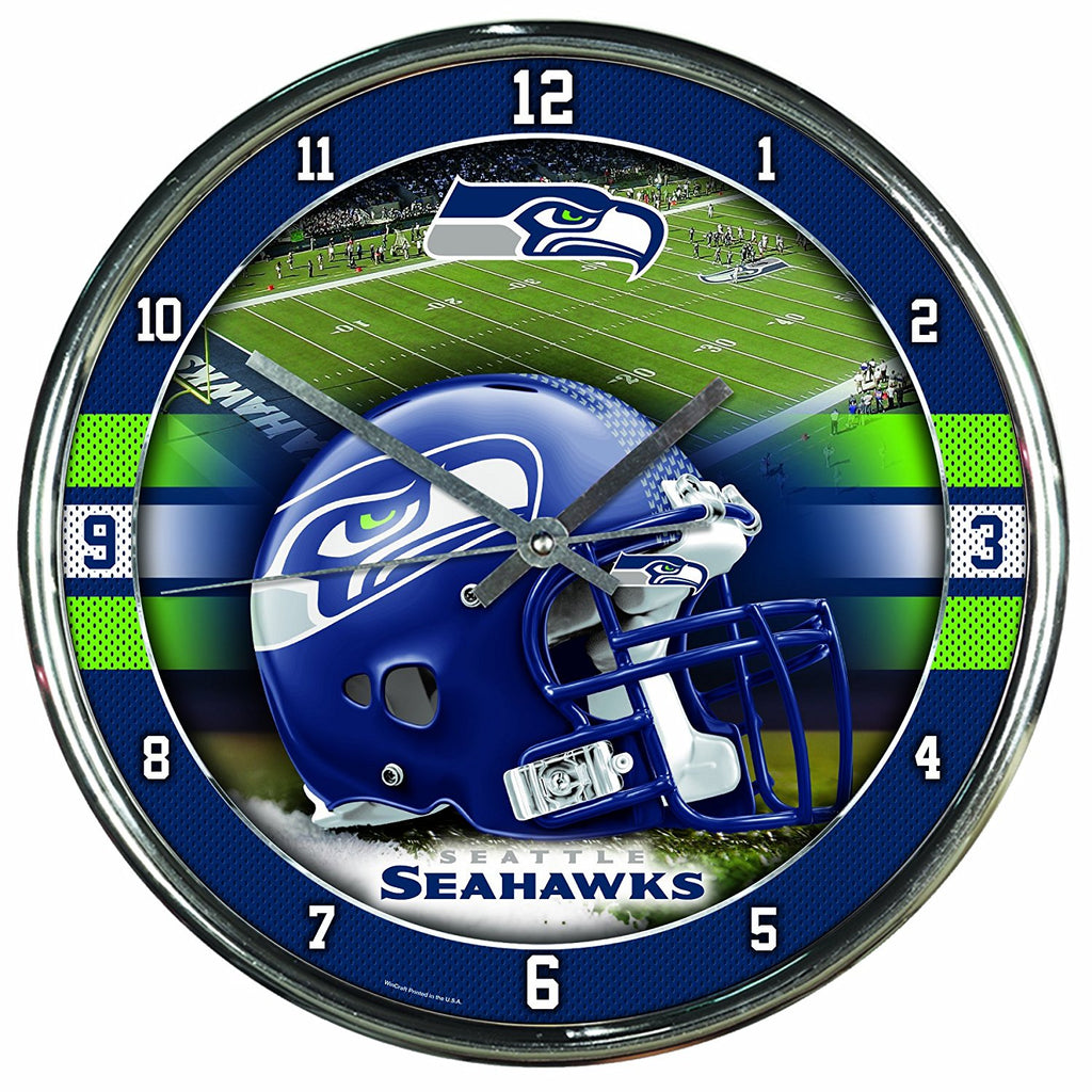 Official NFL 12" Football Team Chrome Wall Clock Seahawks