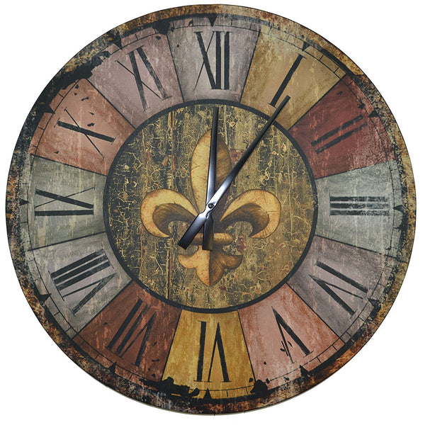 Lulu Decor 23.5" Vintage French Country Style Rustic Round Wood Wall Clock