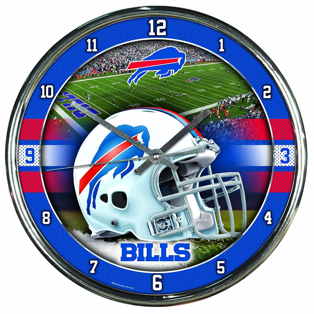 Official NFL 12" Football Team Chrome Wall Clock Bills