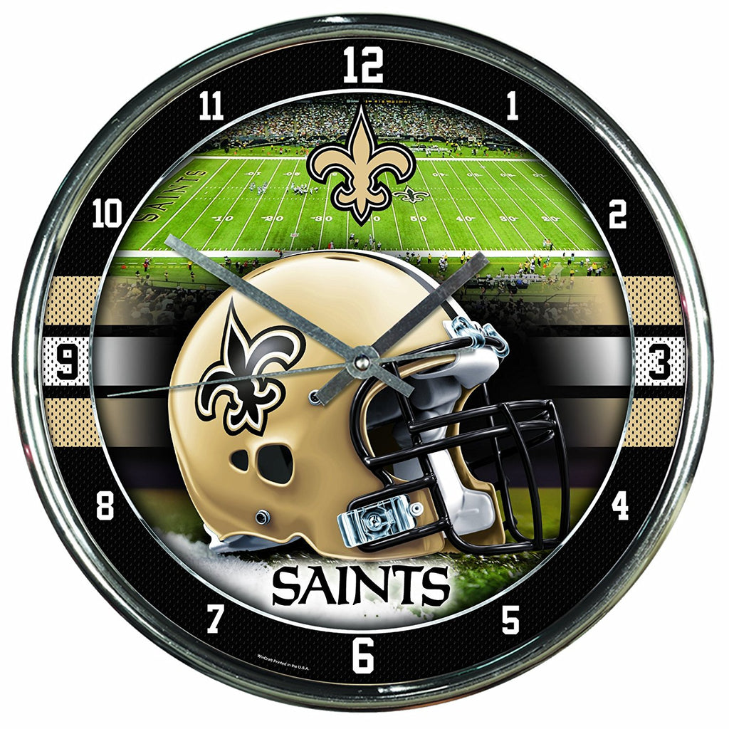Official NFL 12" Football Team Chrome Wall Clock Saints