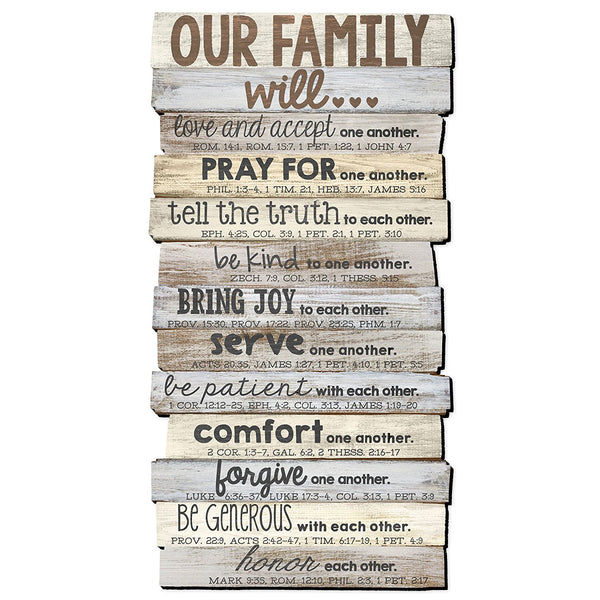 Lighthouse Christian Products "Our Family Will" Wall Art Plaque 15.25" x 29.25"