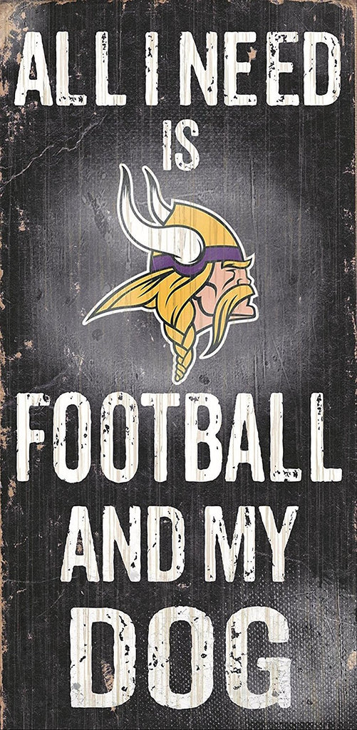 Fan Creations NFL Wood Sign - Football and Dog 6" x 12" Vikings