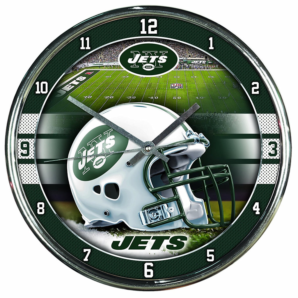 Official NFL 12" Football Team Chrome Wall Clock Jets