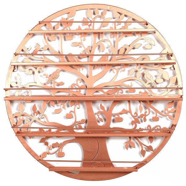23" Tree Silhouette Bronze Round Metal Wall Mounted 5 Tier Nail Polish Rack Bronze