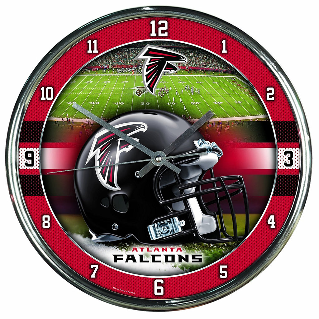 Official NFL 12" Football Team Chrome Wall Clock Falcons