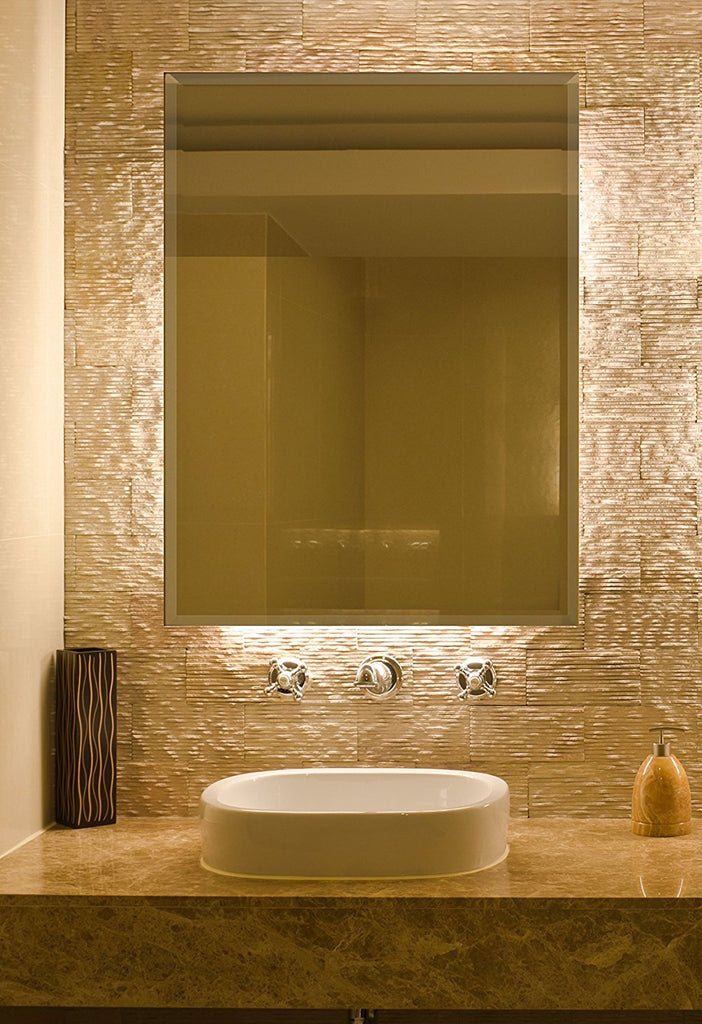 Large Rectangular Streamlined 1 Inch Beveled Wall Mirror Rectangle Installed2