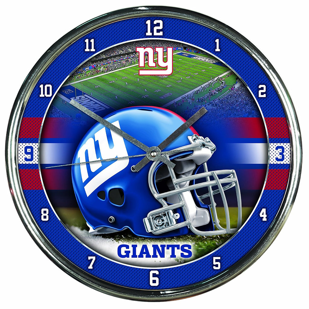 Official NFL 12" Football Team Chrome Wall Clock Giants