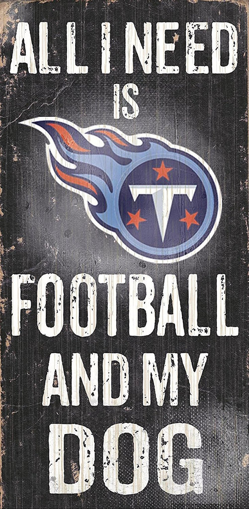 Fan Creations NFL Wood Sign - Football and Dog 6" x 12" Titans